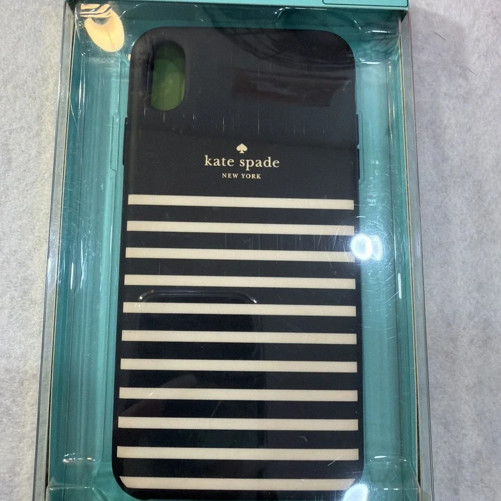 NIB Kate Spade New York Black/Cream Feeder Stripe  Case, iPhone XS‎ Max Tub24